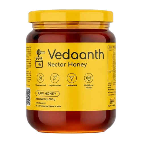 Vedaanth raw honey 1 kg family jar, unheated honey from Chitradurga, Karnataka