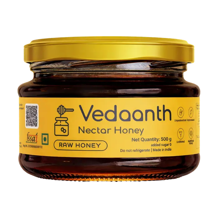 Vedaanth raw honey 250 g jar, unheated honey from Chitradurga, Karnataka